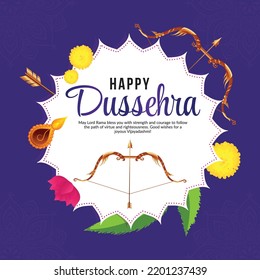 Creative Indian festival happy Dussehra banner design template. 