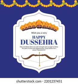 Creative Indian festival happy Dussehra banner design template. 