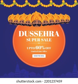 Creative Indian Festival Happy Dussehra Banner Design Template. 