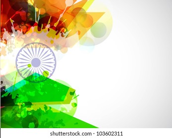 Creative Indian flag color background with wave, shine and floral for Independence Day, Republic Day and other occasion. Vector Illustration .EPS10..