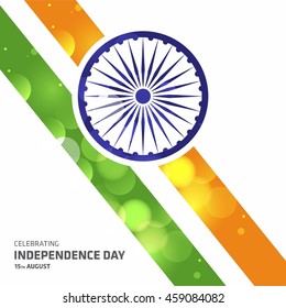Creative Indian Independence Day, Tri Color India Freedom Day Background. 15th August Sale banner template. Glowing background. vector illustration