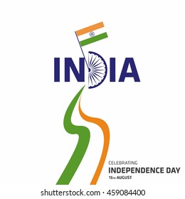 Creative Indian Independence Day, Tri Color India Freedom Day Background. 15th August Sale banner template. Creative lettering vector illustration