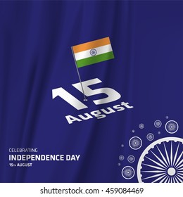 Creative Indian Independence Day, Tri Color India Freedom Day Background. 15th August Sale banner template. Blue abstract background with Ashoka border. vector illustration
