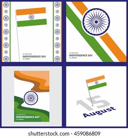 Creative Indian Independence Day, Tri Color India Freedom Day Background. 15th August Sale banner template. Isometric flag background set. vector illustration