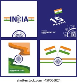 Creative Indian Independence Day, Tri Color India Freedom Day Background. 15th August Sale banner template. creative beautiful wallpaper set. vector illustration