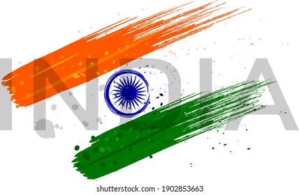 creative Indian tricolor flag and Ashoka chakra, symbol of India