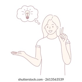 A creative individual expressing an innovative idea, symbolized by a lightbulb glowing brightly above their head