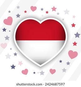 Creative Indonesia Flag Heart Icon