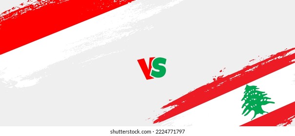 Creative Indonesia vs Lebanon brush flag illustration. Artistic brush style two country flags relationship background