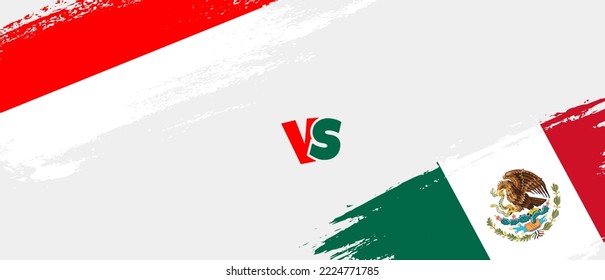 Ilustración de la bandera del pincel Creative Indonesia vs México. Estilo de pincel artificial dos indicadores de país fondo de relación