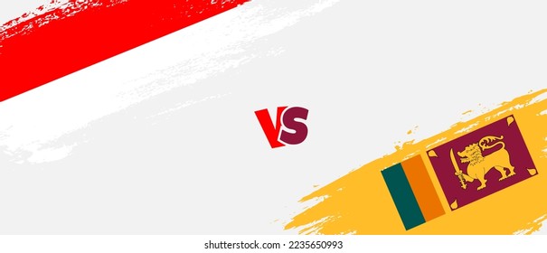 Ilustración de la bandera de Creative Indonesia vs Sri Lanka. Estilo de pincel artificial dos indicadores de país fondo de relación