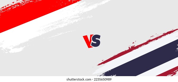 Creative Indonesia vs Thailand brush flag illustration. Artistic brush style two country flags relationship background