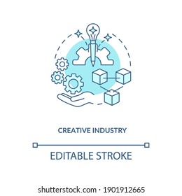 Creative industry concept icon. Game design industry benefits. Exploitation of information. Perspective idea thin line illustration. Vector isolated outline RGB color drawing. Editable stroke