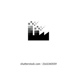 Fábrica creativa de la industria con símbolo de píxeles Ilustración Diseño de logotipo Vector.