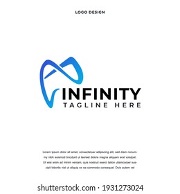 Creative Infinity Dental health Clinic icon logo design vector illustration. Infinity Dental logo design color editable