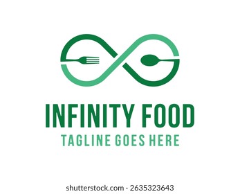 creative infinity food logo, spoon, fork design, vector, isolated on transparent background