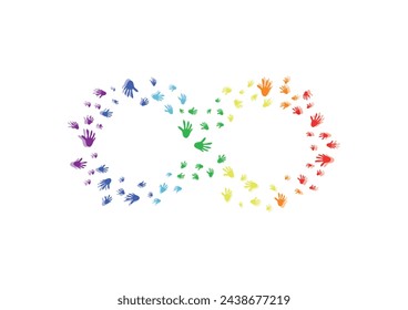 Creative Infinity Shape Logo Design With Logo Element Of Hands' Illustrations