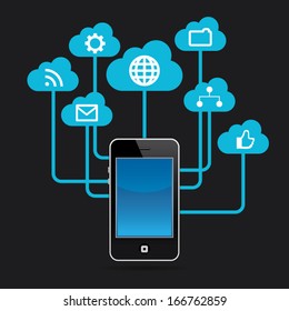 Creative info graphic with social network. Social media data cloud. Vector illustration