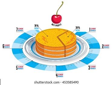 Creative info graphics elements, piece of pie idea, vector illustration.