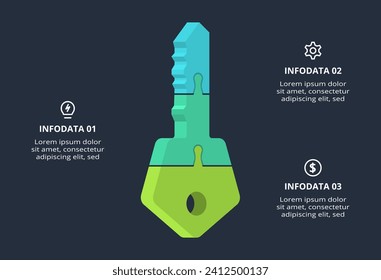 Creative infographic with 3 elements, presentations, vector illustration. Template for web on a black background.