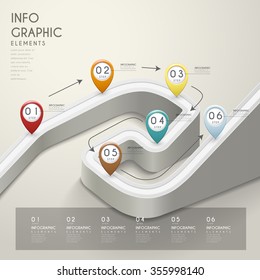 creative infographic with 3d bending road and markers 