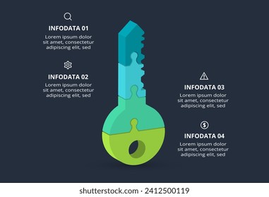 Creative infographic with 4 elements, presentations, vector illustration. Template for web on a black background.