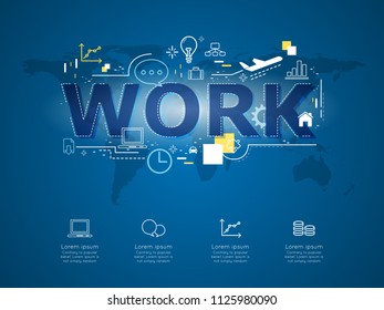 Creative infographic of business work with world map