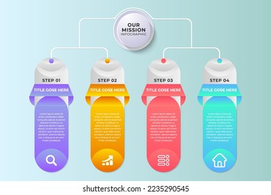 Creative infographic concept vector template illustration. Business infographic with 4 steps concept.
