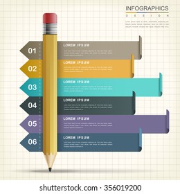 creative infographic design with pencil and banner elements