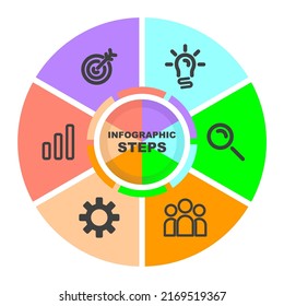 Creative infographic design template 6 steps. 