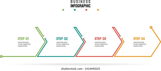 Creative infographic design template with arrows. Business concept with 4 steps, options, arrows. Vector thin line elements for presentation.