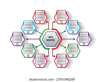 Creative Infographic design template design. Business concept with 10 steps. Can be used for workflow layout, diagram.