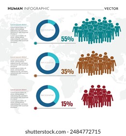 Creative Infographic Design Vektorgrafik. demographische Menschen Icons mit Schatten Infografik Vorlage.
