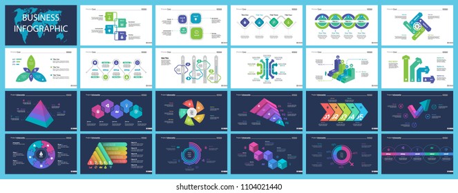 Creative Infographic Diagrams With Geometric Elements For Project Management Concept. Can Be Used For Business Project, Annual Report, Web Design. Process Chart, Option Chart, Flowchart, Donut Diagram