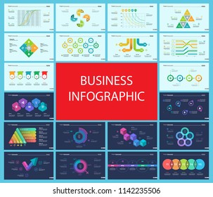 Creative infographic diagrams with geometric elements for project management concept. Can be used for business project, annual report, web design. Process chart, option chart, flowchart, donut diagram