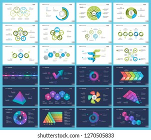 Creative infographic diagrams with geometric elements for project management concept. Can be used for business project, annual report, web design. Process chart, option chart, flowchart, donut diagram