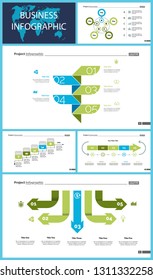 Creative infographic diagrams with geometric elements for project management concept. Can be used for business project, annual report, web design. Process chart, option chart, flowchart, donut diagram
