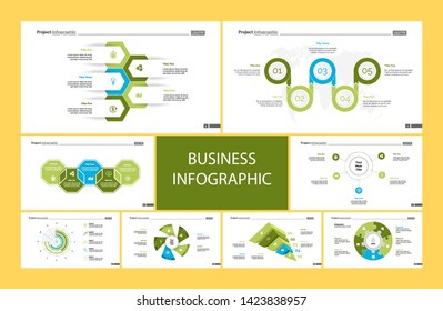Creative infographic diagrams with geometric elements for project management concept. Can be used for business project, annual report, web design. Process chart, option chart, flowchart, donut diagram