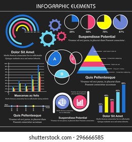 Kreative Infografik-Elemente einschließlich bunter statistischer Grafiken für Ihre geschäftlichen oder geschäftlichen Anforderungen.