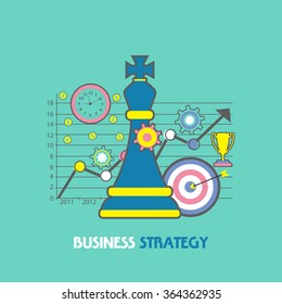 Creative infographic elements with statistical graph for Business Strategy concept.