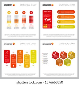 Creative infographic layout set can be used for web design, presentation slide, report. Business concept with bar, flow, process charts