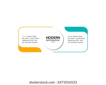 Creative Infographic modern template. Business concept with 2 options, steps and marketing icons. Vector illustration. Can be used for info chart, graph, web design.