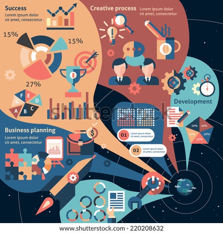 Creative infographic set with business planning development success elements vector illustration