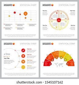 Creative infographic set for management or analysis concept. Can be used for business project, marketing report, web design, workflow layout. Cycle, scatter plot, step chart, process