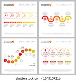 Creative infographic set for planning or analysis concept. Can be used for business project, annual report, web design, workflow layout. Flowchart, process, step, timeline