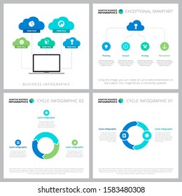 Creative infographic set for workflow layout, web design, presentation slide template. Data management, organization concept. Structure, cycle, flow charts