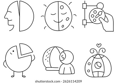 A Creative infographic showcasing data in circle format with playful elements and characters expressing joy and curiosity