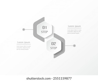 Creative infographic template with 2 steps, options, parts or processes.