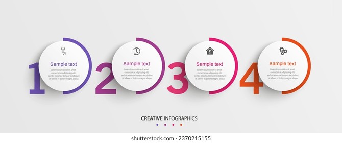 Creative infographic template with 4 options or steps. Can be used for workflow layout, diagram, annual report, web design