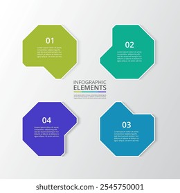 Creative infographic template with 4 steps, options, parts or processes.